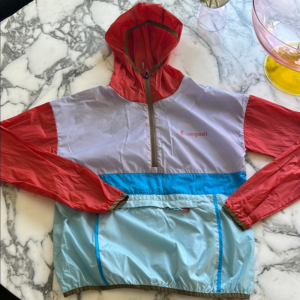 Cotopaxi Raincoat Red Blue Colorblock Pullover